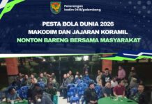Makodim dan Koramil Jajaran Kodim 0418/Palembang Gelar Nonton Bareng Pesta Bola Dunia 2026 Bersama Masyarakat