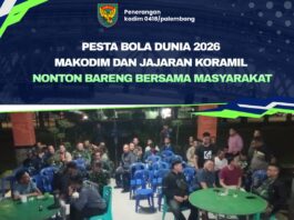 Makodim dan Koramil Jajaran Kodim 0418/Palembang Gelar Nonton Bareng Pesta Bola Dunia 2026 Bersama Masyarakat