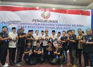 SSKS Tunjukkan Eksistensi, Dampingi Pelantikan PGRI Sumsel dan Dukung Sekretaris Umum sebagai Wakil Ketua IV